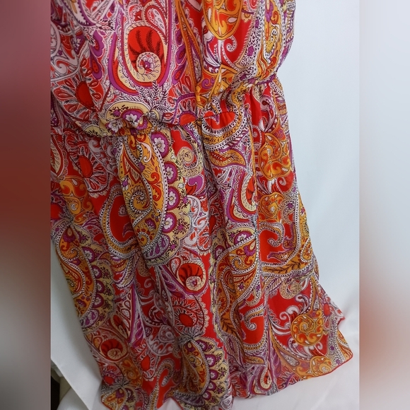 ENFOCUS WOMEN Artistic Preppy Clueless Paisley‎ Print Red Dress (#229) - Picture 4 of 10